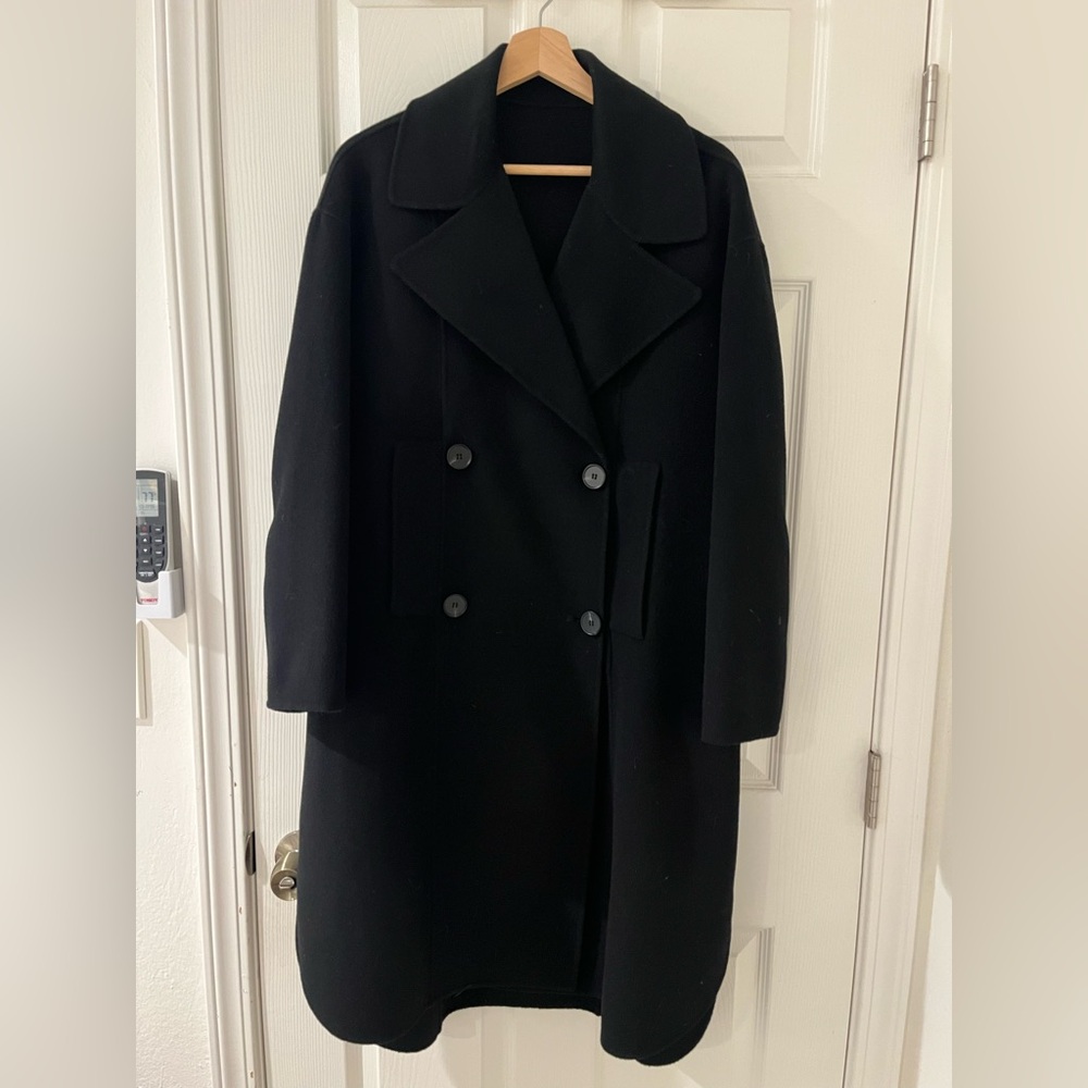 Classic Black Double-Breasted Women’s Coat